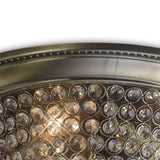 Paloma 3 Light Large Crystal Flush Ceiling Light - Antique Brass