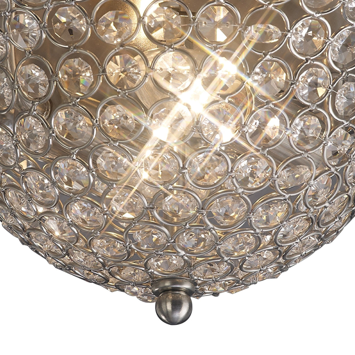 Paloma 2 Light Medium Crystal Flush Ceiling Light - Satin Nickel