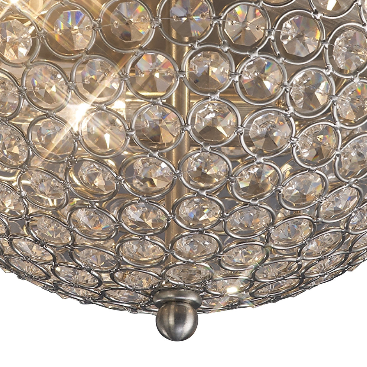 Paloma 3 Light Large Crystal Flush Ceiling Light - Satin Nickel
