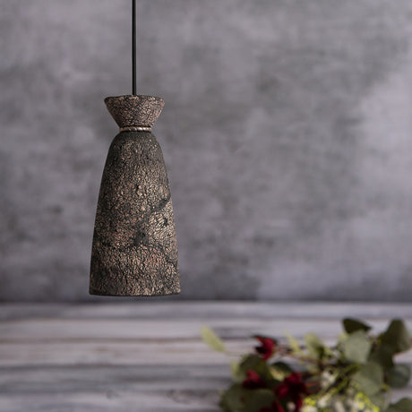 Pando Ceramic Cone Pendant Light - Black Clay