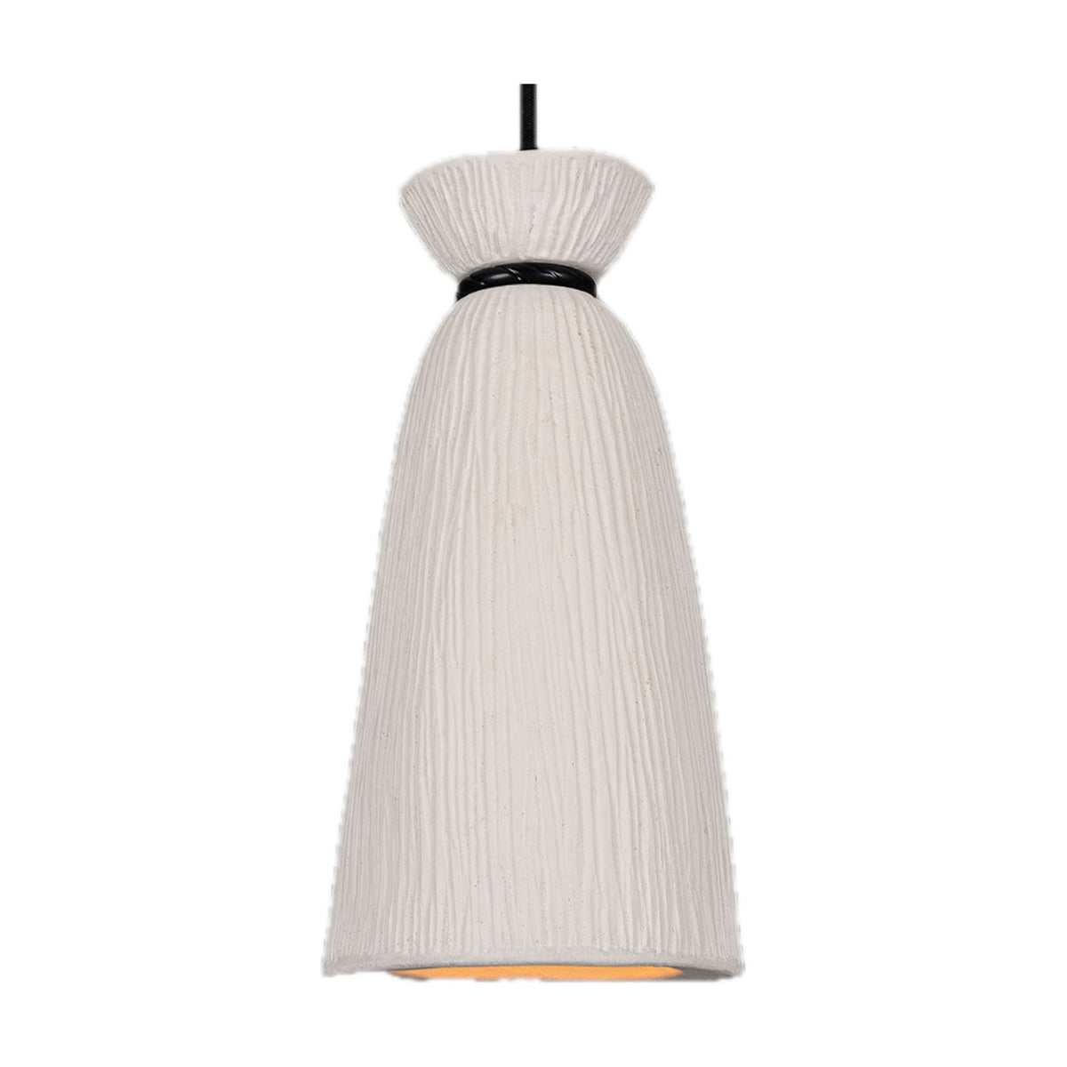 Pando Ceramic Pendant Light - Matt White Striped