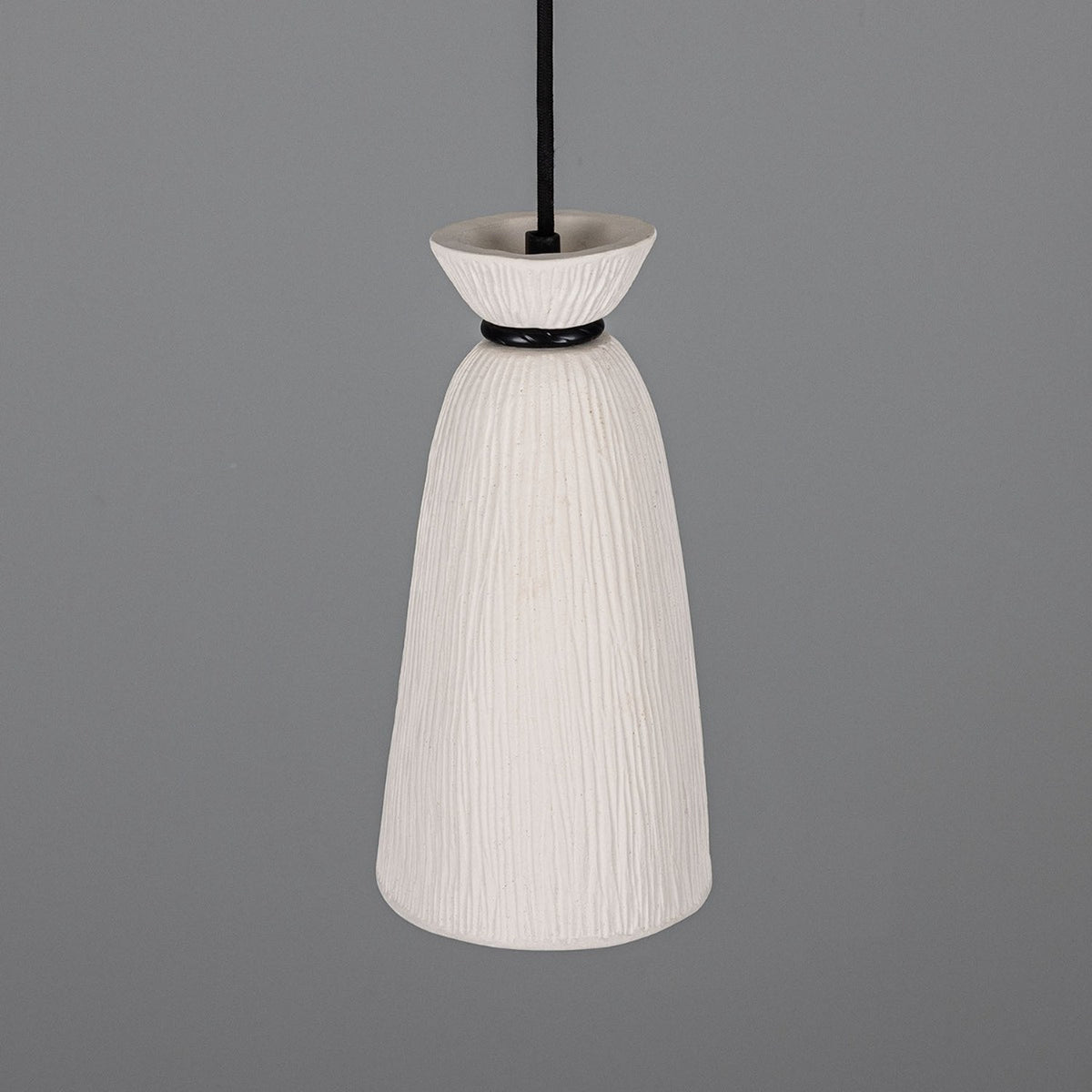 Pando Ceramic Pendant Light - Matt White Striped