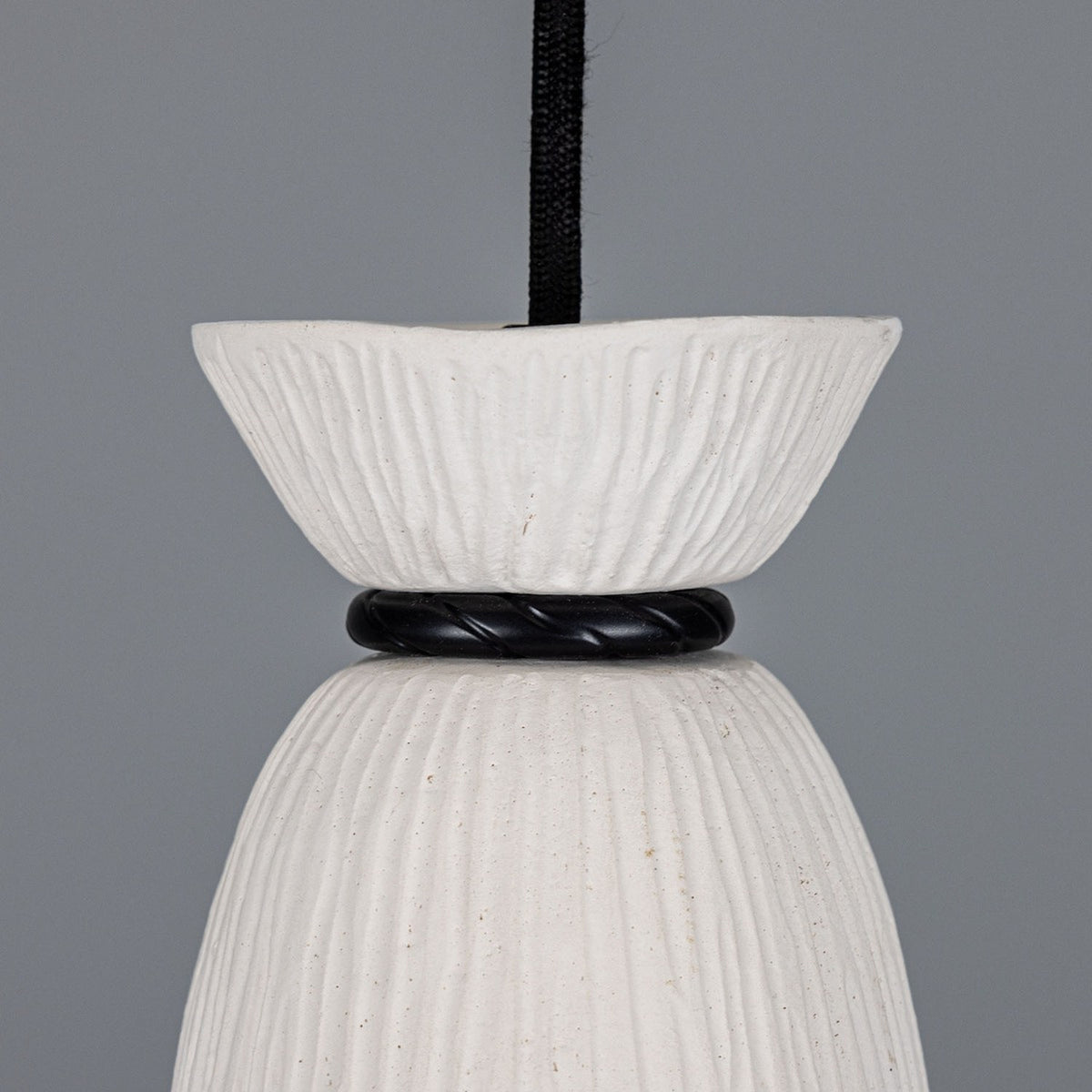 Pando Ceramic Pendant Light - Matt White Striped