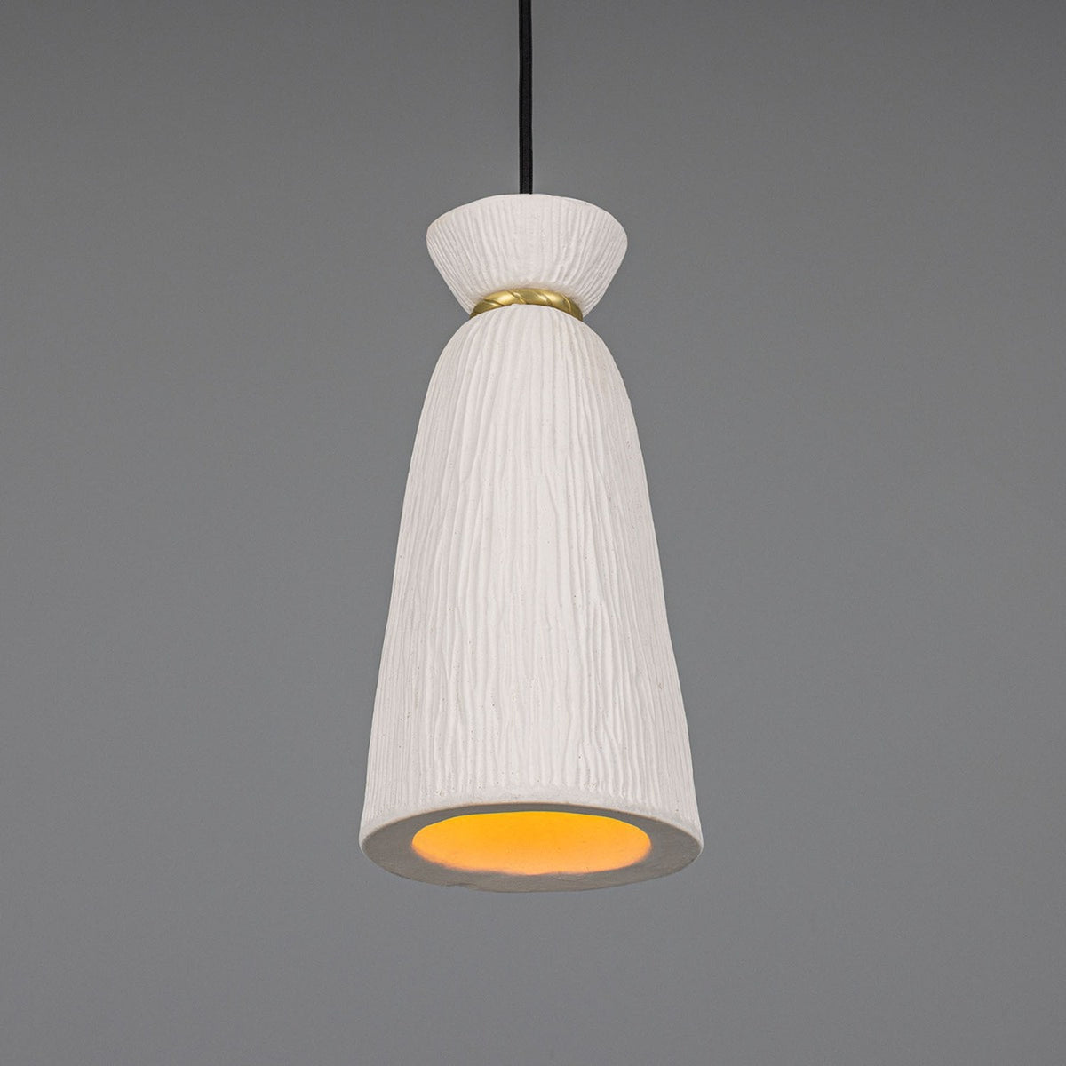 Pando Ceramic Pendant Light - Matt White Striped