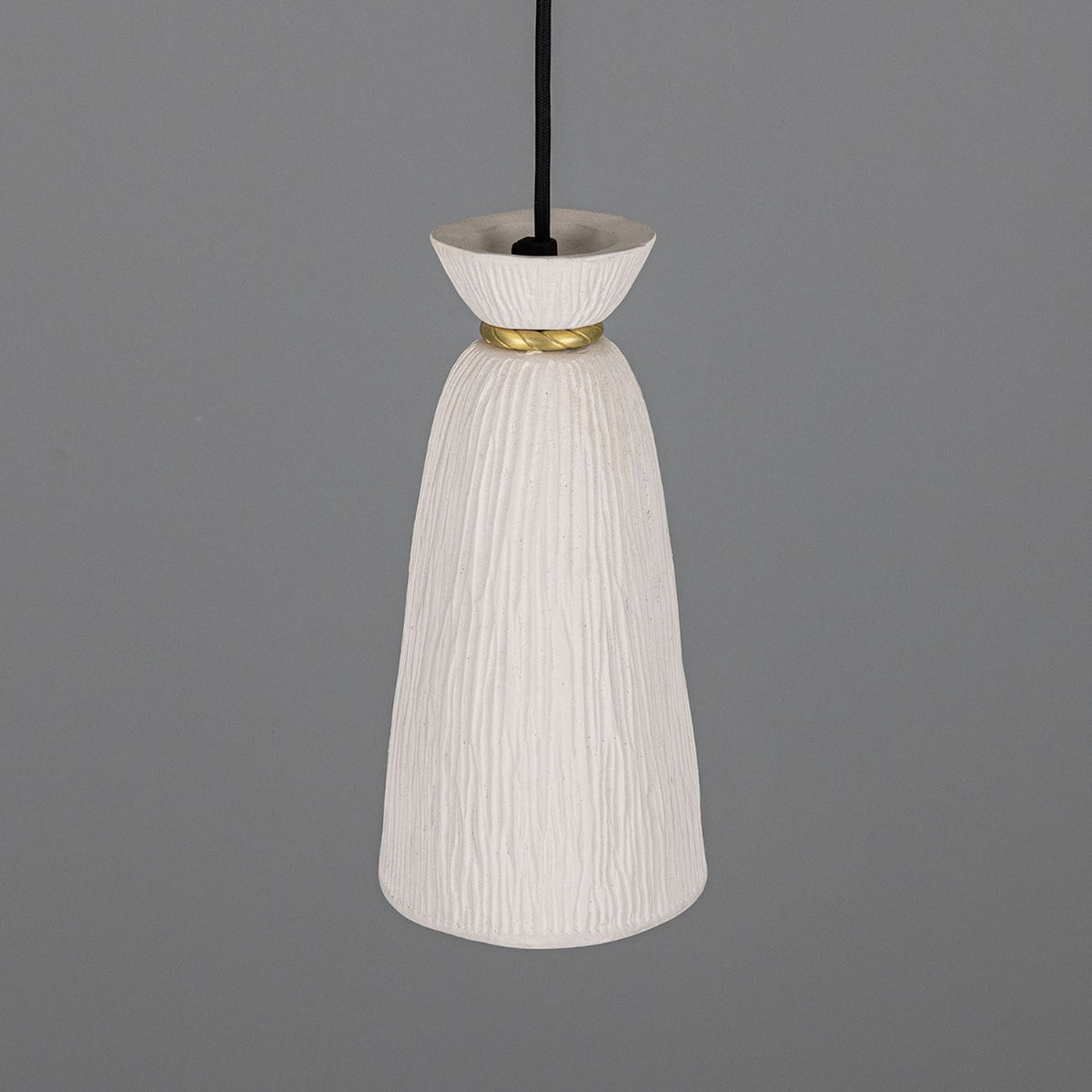 Pando Ceramic Pendant Light - Matt White Striped