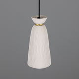 Pando Ceramic Pendant Light - Matt White Striped