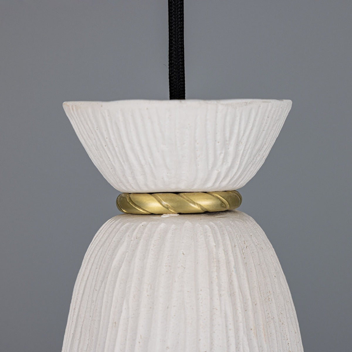 Pando Ceramic Pendant Light - Matt White Striped