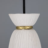 Pando Ceramic Pendant Light - Matt White Striped