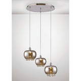 Pandora 3 Light Glass Cluster Pendant Light - Polished Chrome
