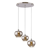 Pandora 3 Light Glass Cluster Pendant Light - Polished Chrome