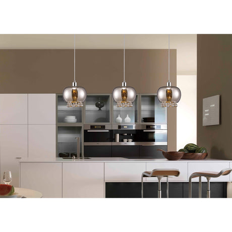 Pandora 3 Light Glass Bar Pendant Light - Polished Chrome