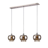 Pandora 3 Light Glass Bar Pendant Light - Polished Chrome
