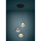 Pantoja Amber Glass 3 Light Pendant - Black