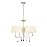 Paola 64cm 3 Arm 6 Light Chandelier - Silver With Cream Shades