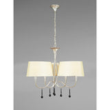 Paola 64cm 3 Arm 6 Light Chandelier - Silver With Cream Shades