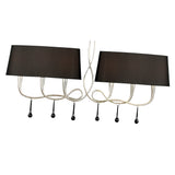 Paola Linear 2 Arm 6 Light Chandelier - Silver With Black Shades