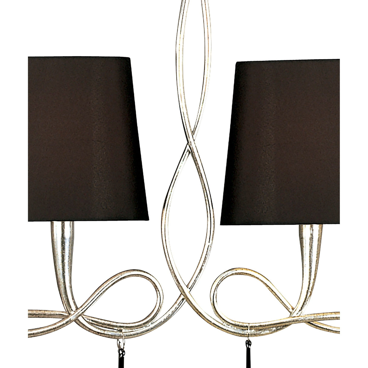 Paola Linear 2 Arm 6 Light Chandelier - Silver With Black Shades