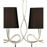 Paola Linear 2 Arm 6 Light Chandelier - Silver With Black Shades