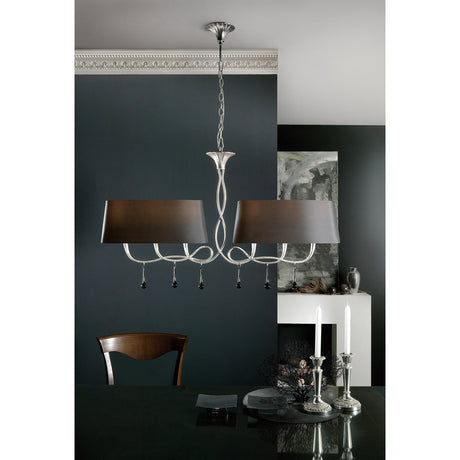 Paola Linear 2 Arm 6 Light Chandelier - Silver With Black Shades