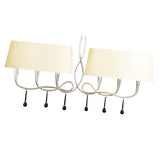 Paola Linear 2 Arm 6 Light Chandelier - Silver With Cream Shades