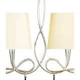 Paola Linear 2 Arm 6 Light Chandelier - Silver With Cream Shades