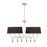 Paola Linear 2 Arm 6 Light Chandelier - Silver With Black Shades