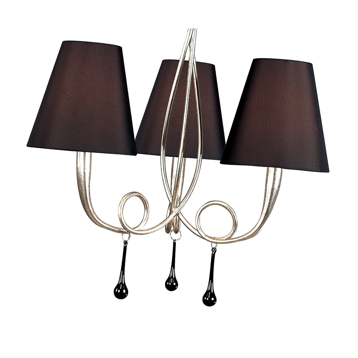 Paola 55cm 3 Light Chandelier - Silver With Black Shades