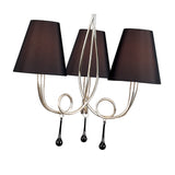 Paola 55cm 3 Light Chandelier - Silver With Black Shades
