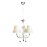 Paola 55cm 3 Light Chandelier - Silver With Cream Shades