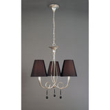 Paola 55cm 3 Light Chandelier - Silver With Black Shades