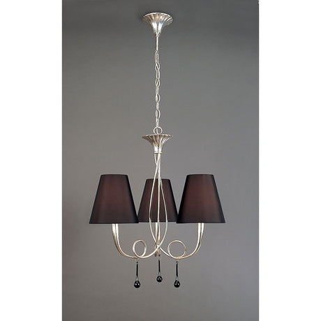Paola 55cm 3 Light Chandelier - Silver With Black Shades
