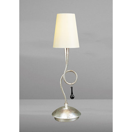 Paola 1 Light Table Lamp - Silver With Cream Shade