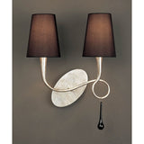 Paola 2 Light Wall Light With Switch - Silver With Black Shades