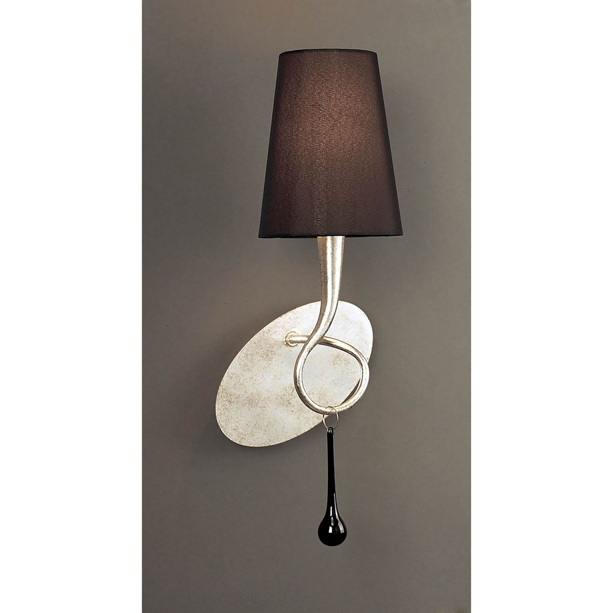 Paola 1 Light Wall Light With Switch - Silver With Black Shade