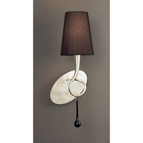Paola 1 Light Wall Light With Switch - Silver With Black Shade