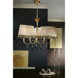 Paola 64cm 3 Arm 6 Light Chandelier - Gold With Cream Shades