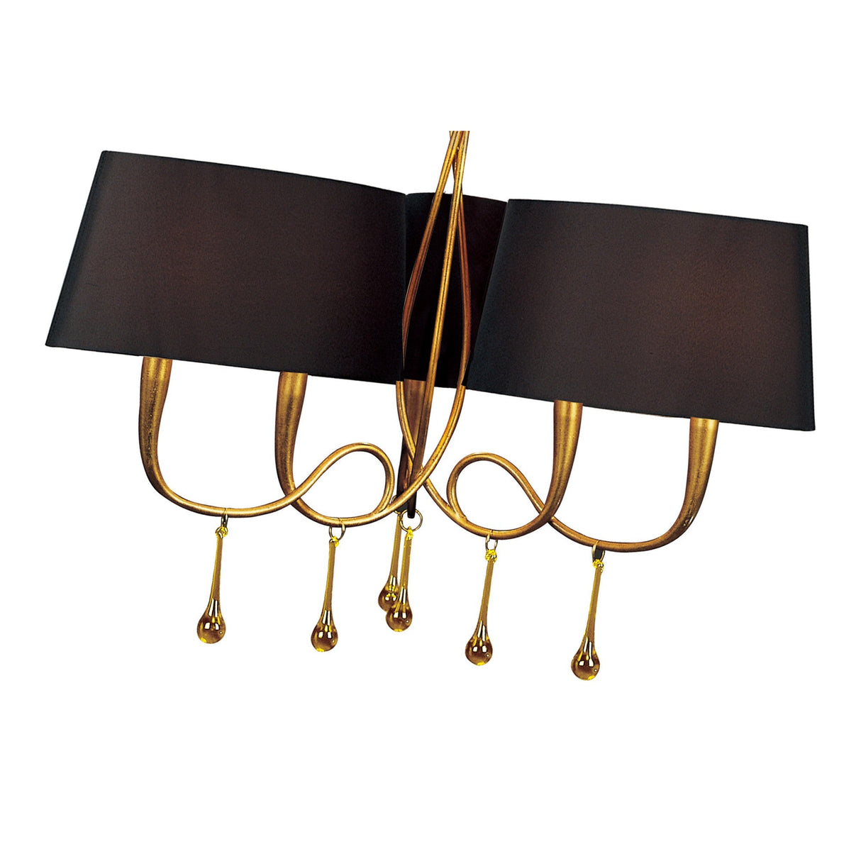 Paola 64cm 3 Arm 6 Light Chandelier - Gold With Black Shades