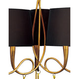 Paola 64cm 3 Arm 6 Light Chandelier - Gold With Black Shades