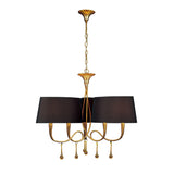 Paola 64cm 3 Arm 6 Light Chandelier - Gold With Black Shades
