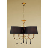 Paola 64cm 3 Arm 6 Light Chandelier - Gold With Black Shades