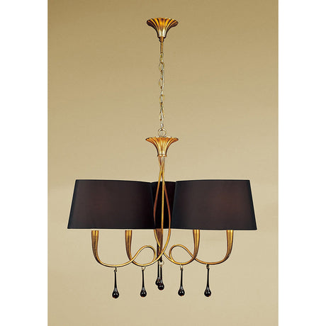 Paola 64cm 3 Arm 6 Light Chandelier - Gold With Black Shades