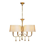 Paola 64cm 3 Arm 6 Light Chandelier - Gold With Cream Shades