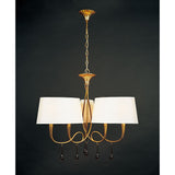 Paola 64cm 3 Arm 6 Light Chandelier - Gold With Cream Shades
