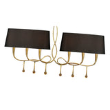 Paola Linear 2 Arm 6 Light Chandelier - Gold With Black Shades