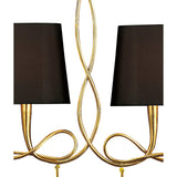 Paola Linear 2 Arm 6 Light Chandelier - Gold With Black Shades