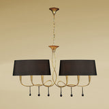 Paola Linear 2 Arm 6 Light Chandelier - Gold With Black Shades