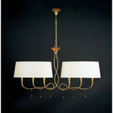 Paola Linear 2 Arm 6 Light Chandelier - Gold With Cream Shades