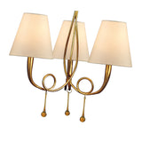 Paola 55cm 3 Light Chandelier - Gold With Cream Shades