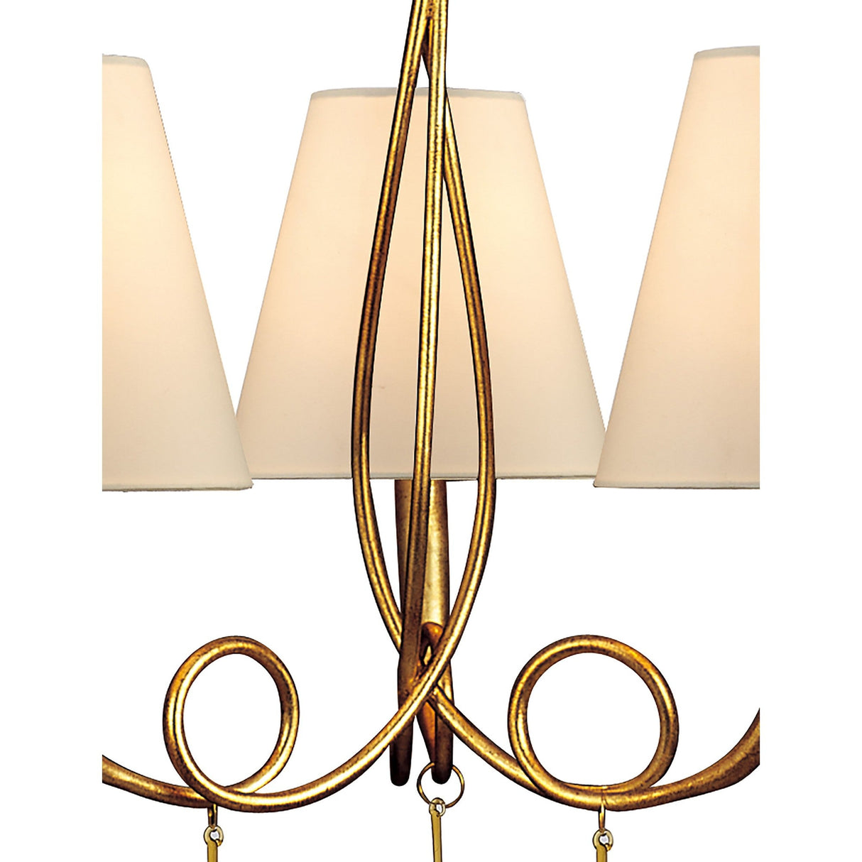 Paola 55cm 3 Light Chandelier - Gold With Cream Shades