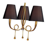 Paola 55cm 3 Light Chandelier - Gold With Black Shades